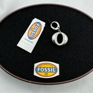 Fossil Brand Stainless Steel Rhinestone Charm Pendant NWT